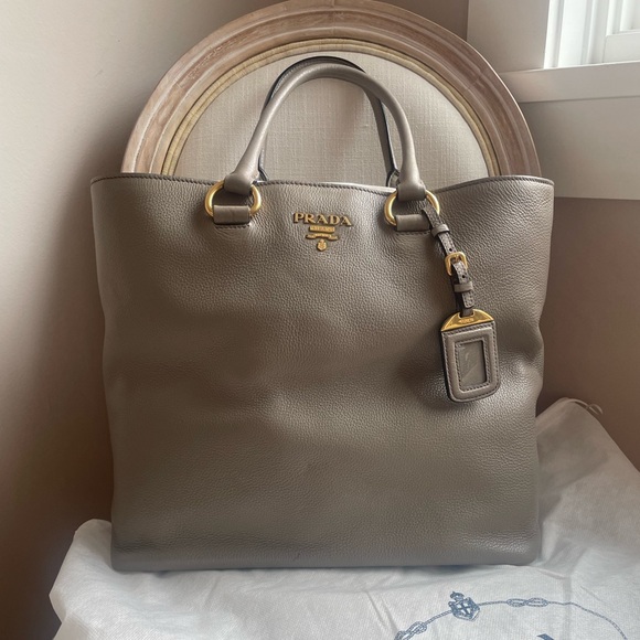 Prada Handbags - PRADA Grey calf leather Phenix bag New